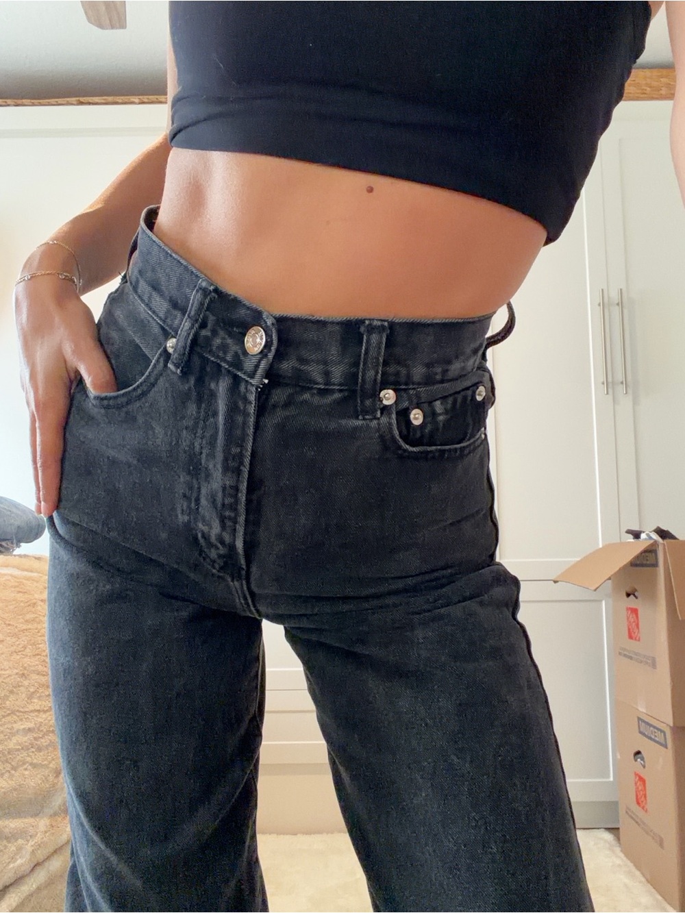 Adika Black High-Rise Wide Leg Jeans - Picture 3 of 4